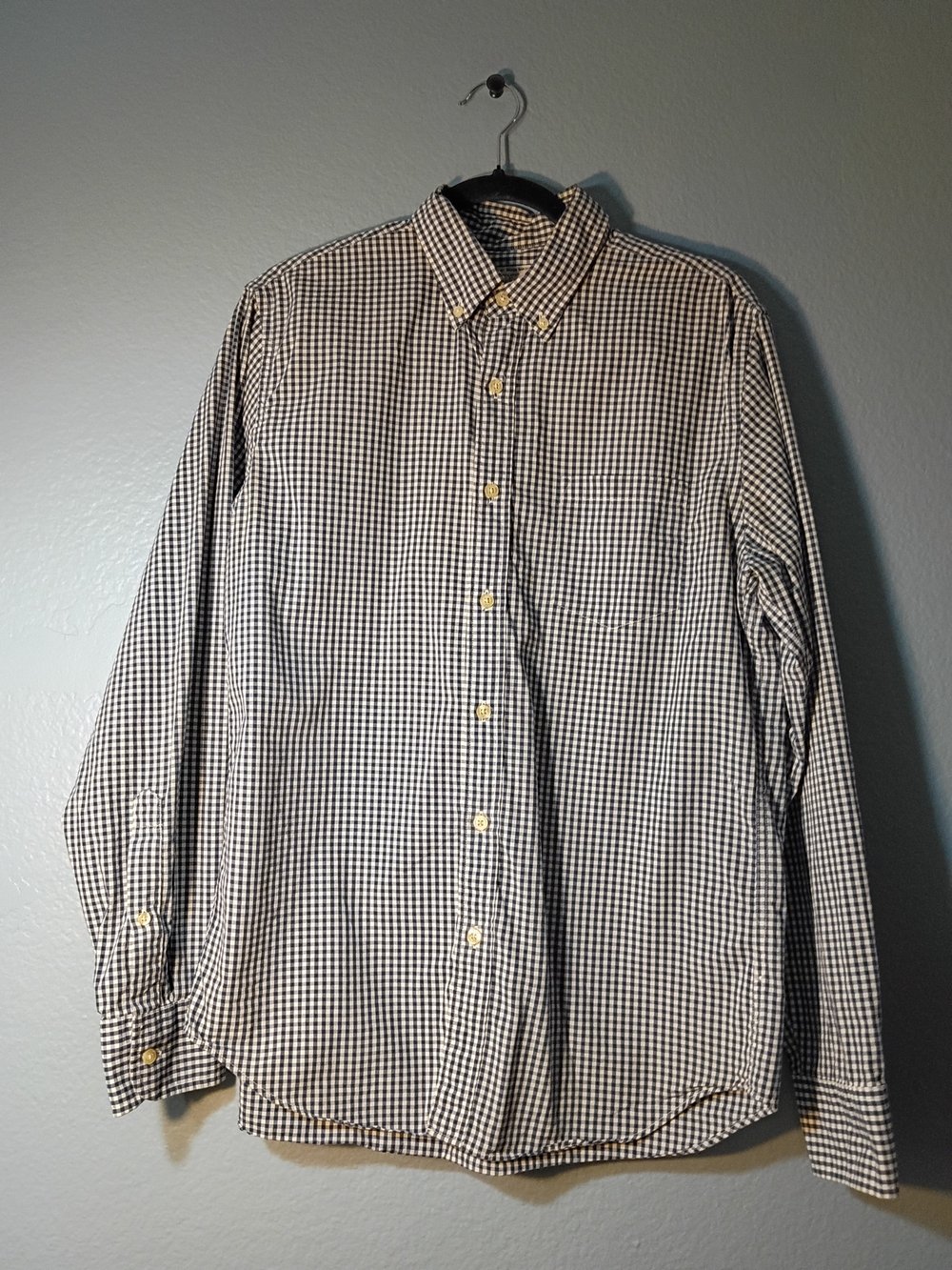 J. Crew Men's Button-Down Gingham Shirt - Black & White